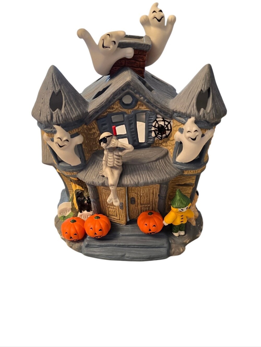 Vintage PartyLite Halloween Ceramic Haunted House Tealight Candle Holder